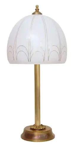 Art Deco Lampe Salon Tischleuchte Messinglampe Schreibtisch Opal Leuchte