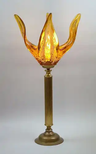 Design Lampe Messinglampe Tischleuchte "GOLDEN FLAMES" Murano Leuchte