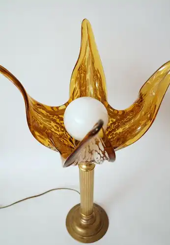 Design lampe en laiton unique lampe de table "GOLDEN FLAMES" lampe Murano