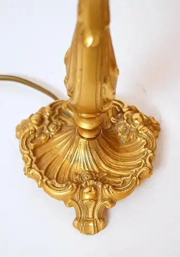 Wunderschöne zierliche Jugendstil Tischleuchte seltenes orig. Glas Messinglampe