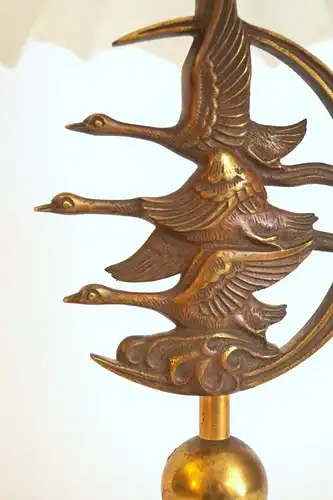 Jugendstil Lampe Messinglampe "FLIGHT OF THE WILD GEESE" Tischlampe Leuchte