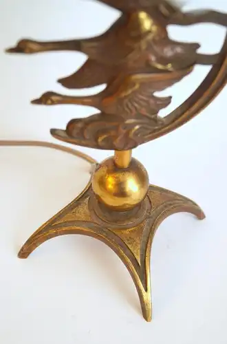 Jugendstil Lampe Messinglampe "FLIGHT OF THE WILD GEESE" Tischlampe Leuchte