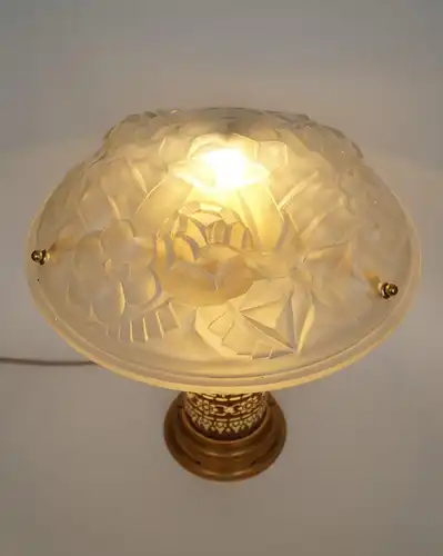 Art Deco Tischlampe "THAI DANCER" Einzelstück Glassockel antiker Schirm