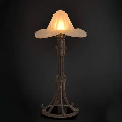 Art Deco Tischlampe 1920 Einzelstück Schmiedeeisen