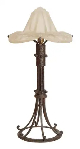 Art Deco Tischlampe 1920 Einzelstück Schmiedeeisen