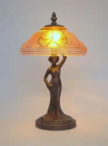 Jugendstil Figurenlampe "FLORENCE" Tischleuchte Messinglampe Unikat Einzelstück