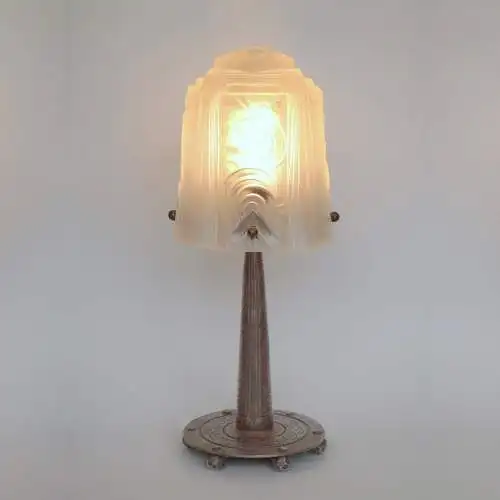 Original Art Deco Tischlampe "SPIRAL" MULLER FRÈRES LUNÉVILLE 1910 gehämmert