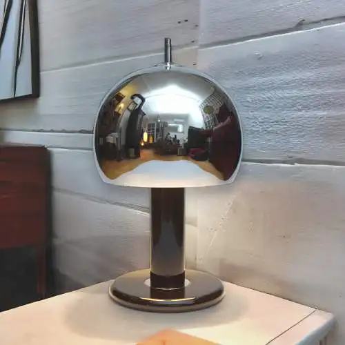 Italienische Design Tischleuchte "SILVER SPHERE" late 70s Design Lampe Space Age