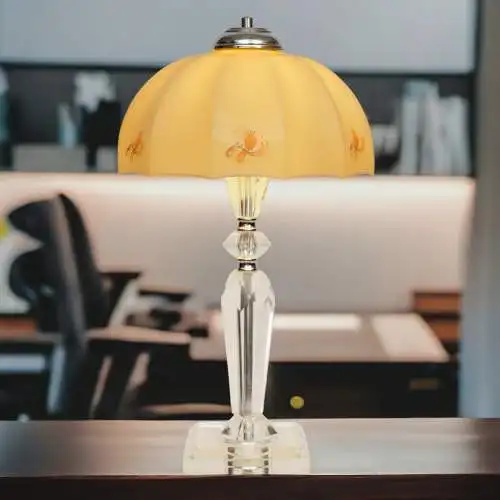 Jugendstil Kaffeehauslampe "LINZ" Bleikristall Tischlampe Unikat