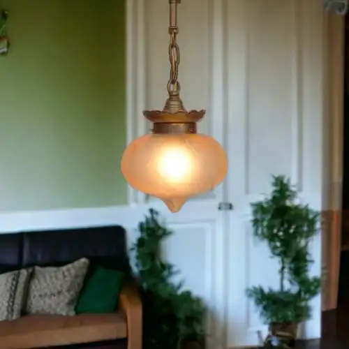 Art Deco Deckenleuchte Hängelampe "OSLO" Messinglampe 1920