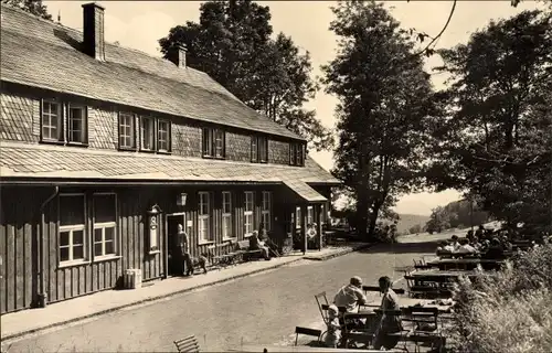 Ak Vesser Suhl in Thüringen, Ferienheim und Berggaststätte Stutenhaus, Terrassenpartie