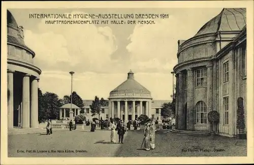 Ak Dresden Zentrum Altstadt, Hygiene Ausstellung, schöne Detailansicht