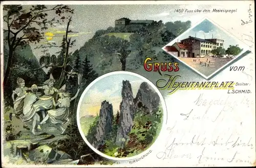 Litho Thale im Harz, Hirschgrund, Hexentanzplatz, Inh. L. Schmid