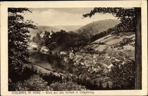 Ak Stolberg Südharz, Blick auf das Schloss in Umgebung