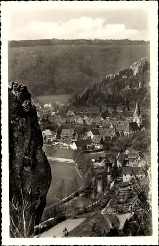 Ak Blaubeuren Baden Württemberg, Kloster mit Wilhelmsfelsen, Totalansicht