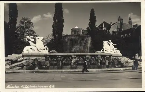 Foto Ak München Bayern, Wittelsbacher Brunnen