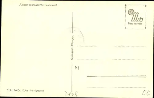 Ak Altsimonswald im Schwarzwald, Teilansicht vom Ort mit Kirche, Felder, Berglandschaft