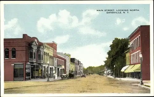 Ak Dansville New York USA, Main Street looking north