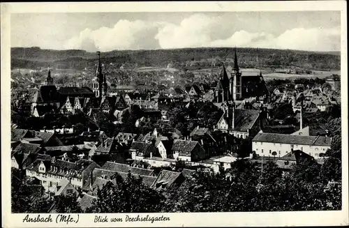 Ak Ansbach in Mittelfranken Bayern, Blick vom Drechselsgarten, Kirchen