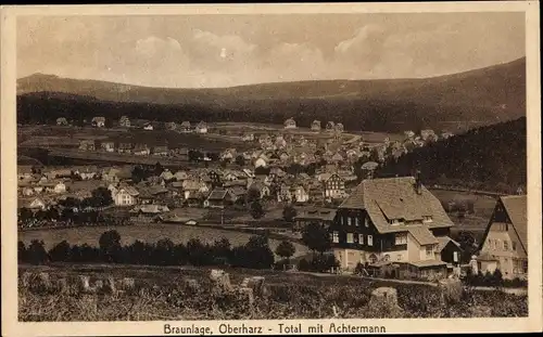 Ak Braunlage im Oberharz, Totalansicht vom Ort, Achtermann, See