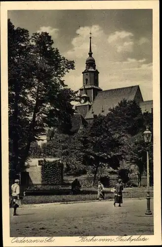 Ak Oederan Sachsen, Kirche, Fußgänger