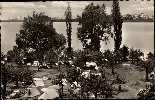 Ak Immenstaad am Bodensee Baden Württemberg, Zeltplatz, Schloß Bräu Gaststätte Helmsdorf