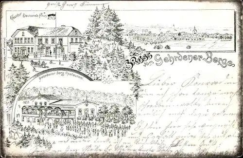 Litho Gehrden Niedersachsen, Gehrdener Berge, Gasthof Deutsches Haus