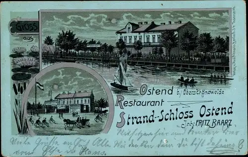 Mondschein Litho Berlin Köpenick Oberschöneweide Ostend, Restaurant Strandschloss