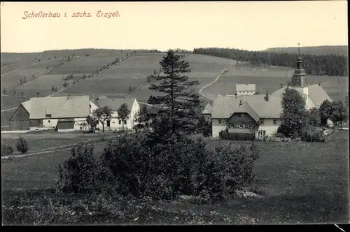 Ak Schellerhau Altenberg im Erzgebirge, Panorama vom Ort