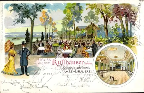 Litho Berlin Treptow Niederschöneweide, Gasthaus Kyffhäuser an der Oberspree