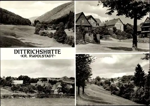 Ak Dittrichshütte Saalfeld an der Saale Thüringen, Ort, Fachwerkhäuser, Berge