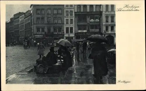 Ak Hamburg, Schmuddelwetter, Hopfenmarkt