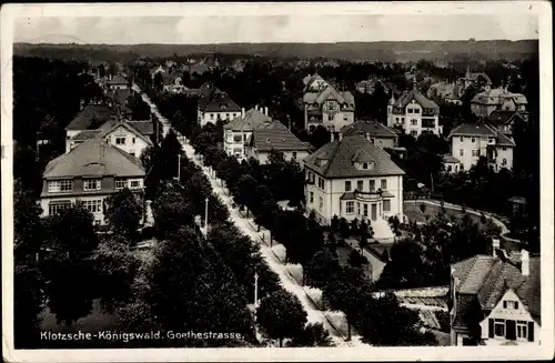 Ak Dresden Nord Klotzsche Königswald, Goethestraße, Villen