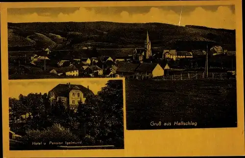 Ak Hallschlag Rheinland-Pfalz, Gesamtansicht, Hotel Igelmund