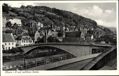 Ak Altena im Märkischen Kreis, Mittlere Brücke, Ortsansicht