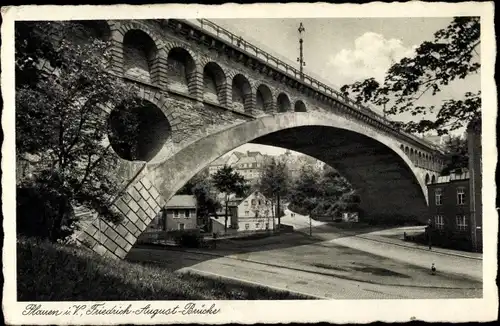 Ak Plauen im Vogtland, Brückenpartie, Friedrich August Brücke