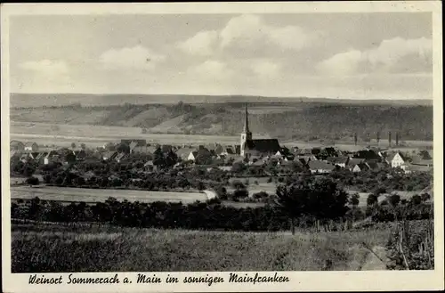 Ak Sommerach Unterfranken, Blick auf den Ort mit Umgebung