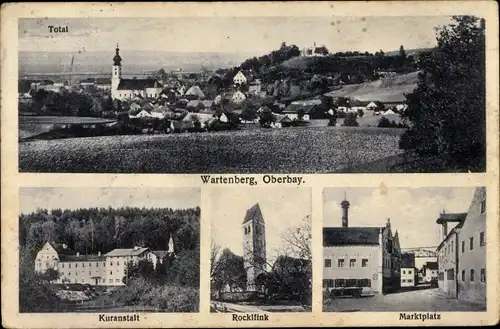 Ak Wartenberg Oberbayern, Totalansicht, Kuranstalt, Rocklfink, Marktplatz