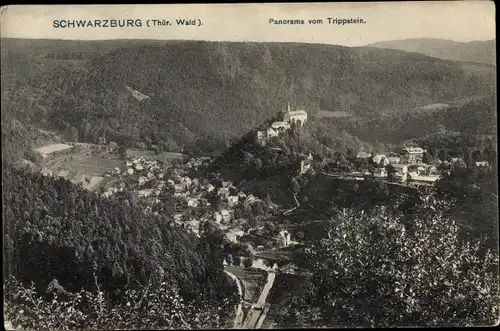 Ak Schwarzburg in Thüringen, Panorama vom Trippstein