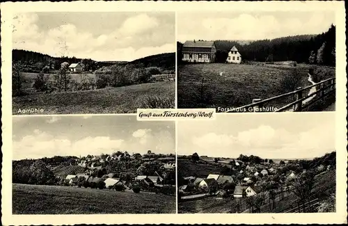 Ak Fürstenberg im Kreis Büren, Aamühle, Forsthaus Glashütte, Teilansichten