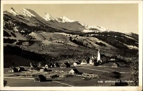 Ak Wildhaus Kanton St Gallen Schweiz, Panorama vom Ort und Churfirsten
