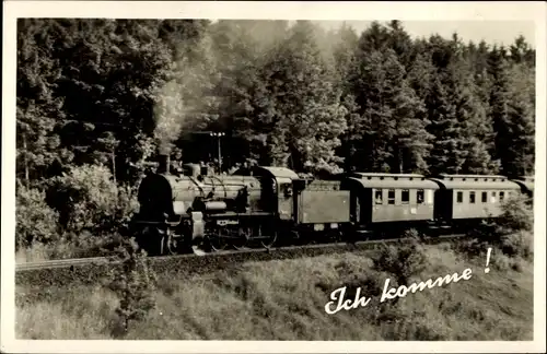 Ak Ich komme, Eisenbahn auf der Strecke, Dampflokomotive