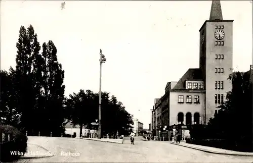 Ak Wilkau Haßlau in Sachsen, Rathaus, HO Gaststätte Ratskeller