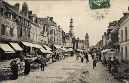 Ak Orbec Calvados, La Grande Rue, Marche