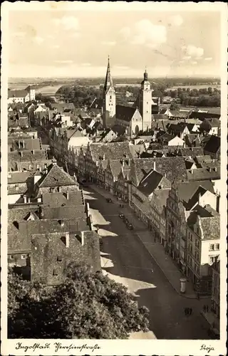 Ak Ingolstadt an der Donau Oberbayern, Theresienstraße, Stadt aus Vogelschau, Stoja