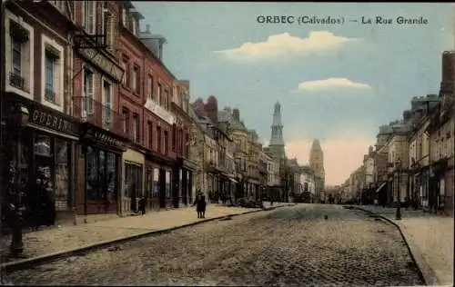 Ak Orbec Calvados, La Rue Grande