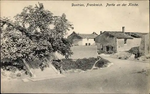 Ak Dontrien en Marne, Partie an der Kirche