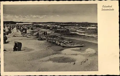 Ak Świnoujście Swinemünde Pommern, Strand, Boote