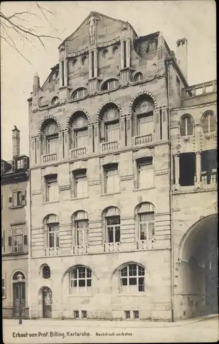 Jugendstil Ak Karlsruhe in Baden, Blick auf ein Gebäude, Architekt Hermann Billing