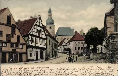 Ak Arnsberg im Sauerland, Alte Marktstraße mit Glockenturm, Restauration